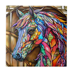 Estilo Mosaico de Vidro Múltiplo Colorido Cavalo 1