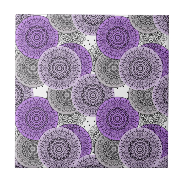 Estilo oriental de mandala árabe com padrão roxo r (Frente)