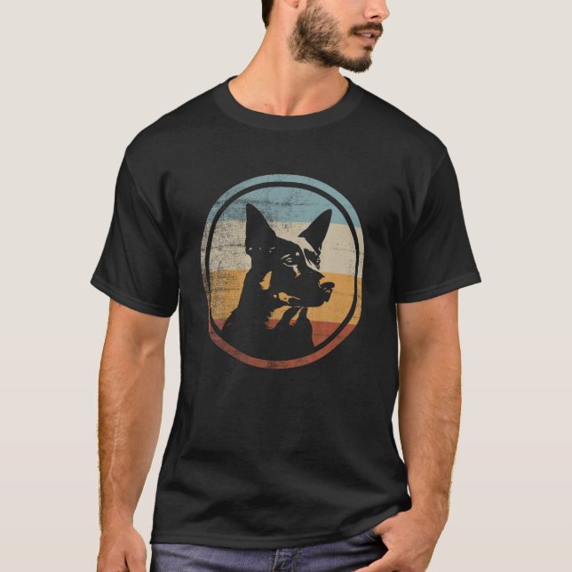 Estilo Retro Camisa de Cão Kelpie Australiano (Frente)