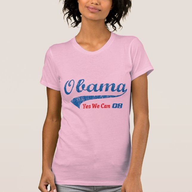 Estilo retro Obama "sim nós podemos" camisa de T (Frente)