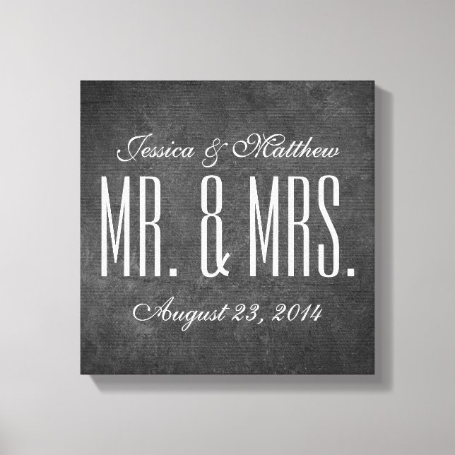 Estilo Rustic Chalkboard Casamento Canvas Esticada (Frente)