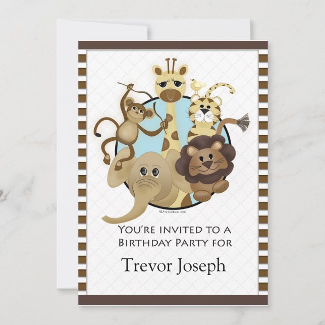 Estilo Safari de Convite de Festa de aniversário (Frente)
