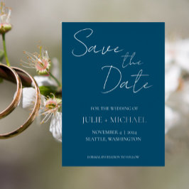 Estilo Simples Azul Teal Casamento Salve a Data