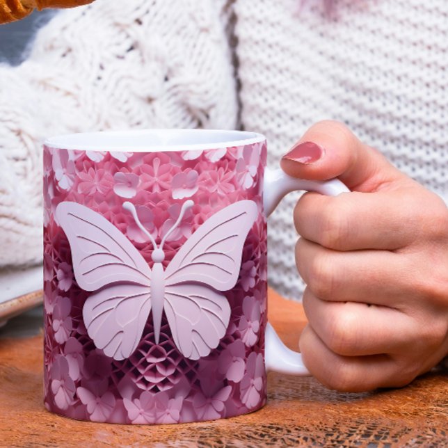 Estilo Sip in com a caneca de café da borboleta 3D (Criador carregado)