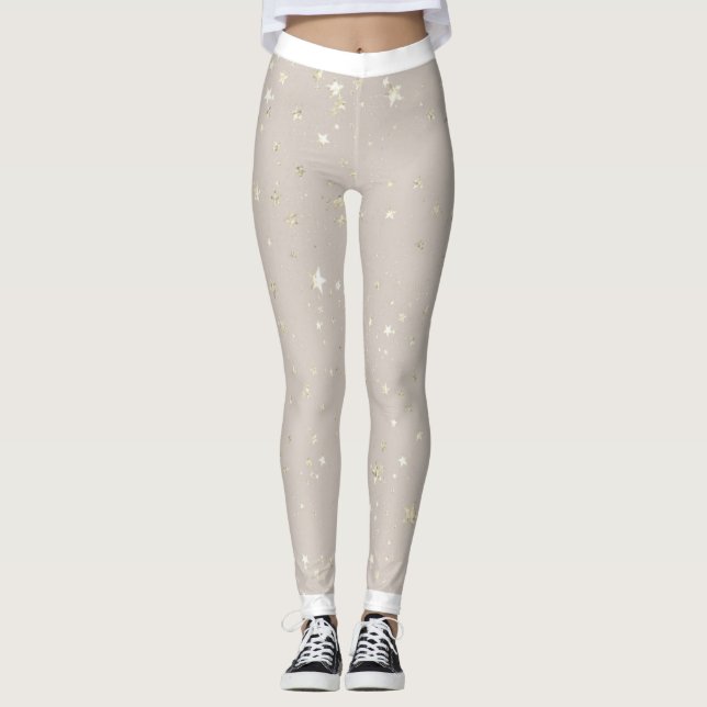 Estilo Stellar: Leggings nas Estrelas da Glittery (Frente)