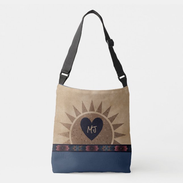 Estilo Sudoeste Monograma Tote Bag w/Heart (Frente)