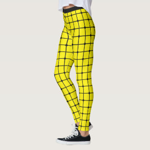 Estilo Sunshine: Design de Rede Amarelo Leggings F