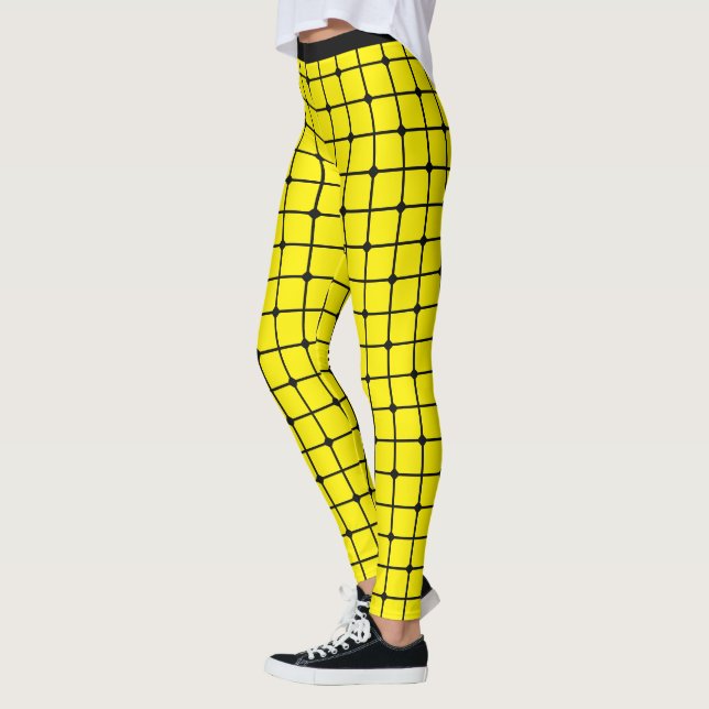Estilo Sunshine: Design de Rede Amarelo Leggings F (Esquerda)
