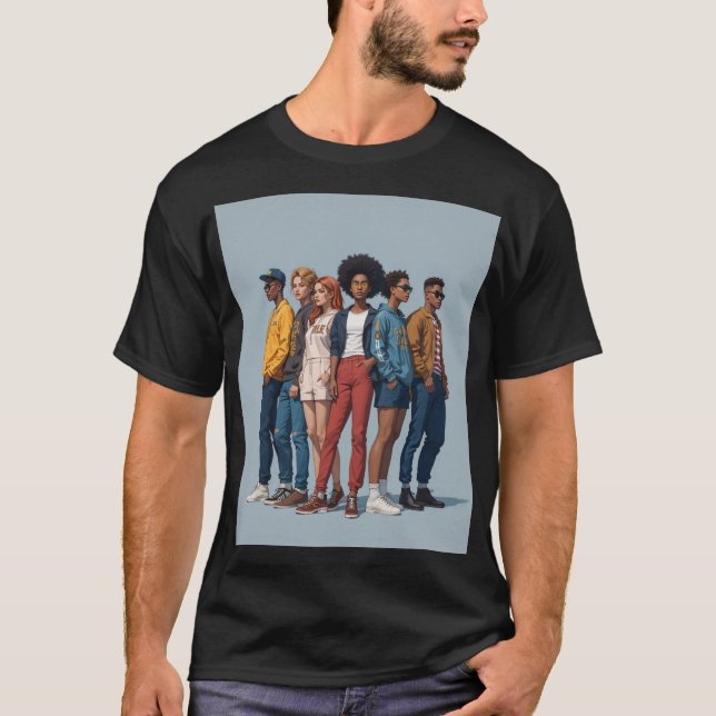 Estilo Unido - Camisa T de Arte de Diversas Pessoa (Frente)