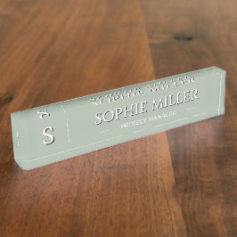 Estilo Verde Sage Nome Branco Personalizado