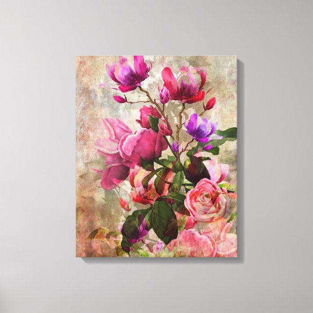Estilo Vintage Canvas Floral de Aquarela (Frente)