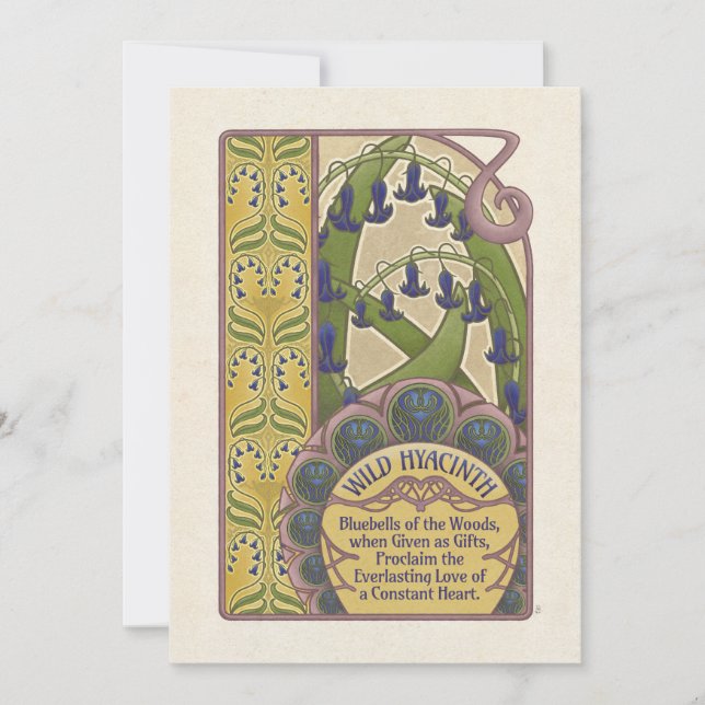 Estilo Vintage Flores Bluebell - Placa Rosa (Frente)