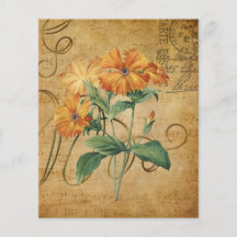 Estilo Vintage Papel Floral Laranja