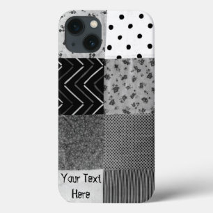 estilo vintage patchwork tecido design preto branc