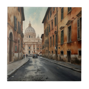 Estilo Vintage Roma Viagem Italiana Aquarela