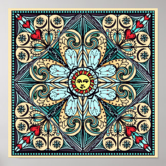Estilo Vintage Sun Mandala Poster