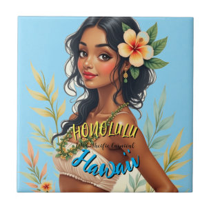 Estilo Vintage Viagem Honolulu Hula Girl Havaiana