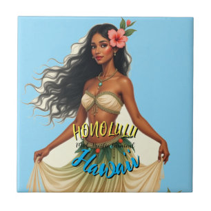 Estilo Vintage Viagem Honolulu Hula Girl Havaiana