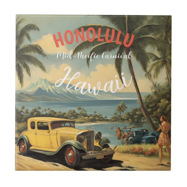 Estilo Vintage Viagem Honolulu Médio Havaiano - Pa (Frente)