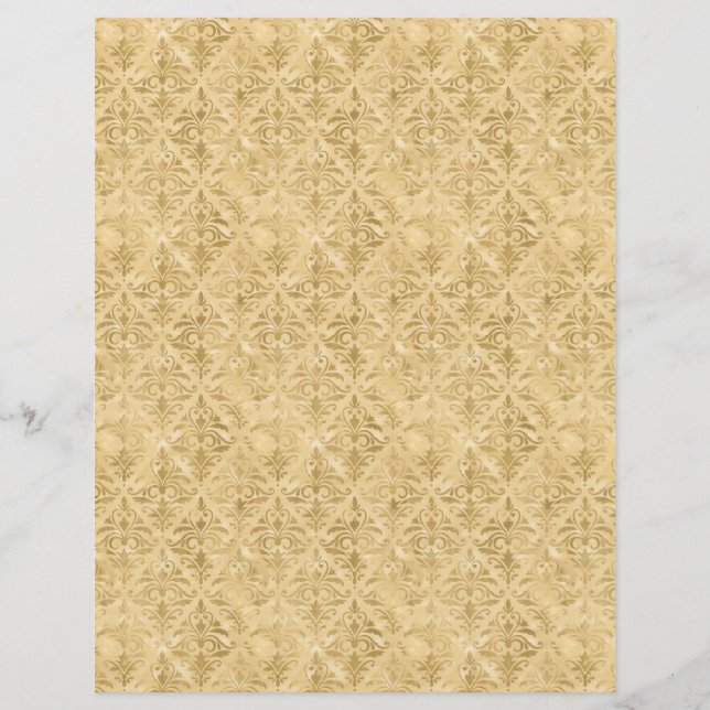 Estilo Vitoriano Dourado - Papel Escrapbook Damask (Frente)