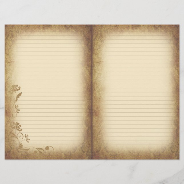 Estilo Vitoriano Envelhecido Livro e Papel Diário (Frente)