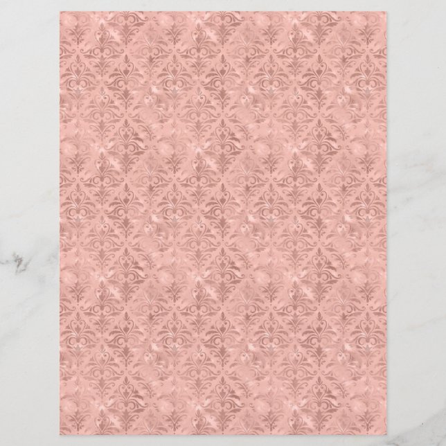 Estilo Vitoriano Rosa Dusty Damask Scrapbook Paper (Frente)