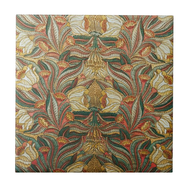 Estilo William Morris Rosa Verde Botânico (Frente)