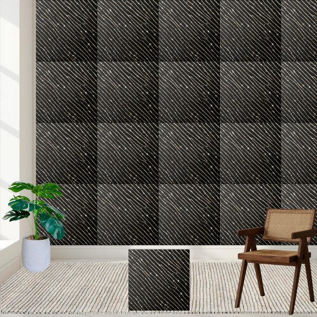 Estirpe Branca Negra-Brilhante Elegante (Elegant Shimmering Glitter Black White Stripe Ceramic Tile)