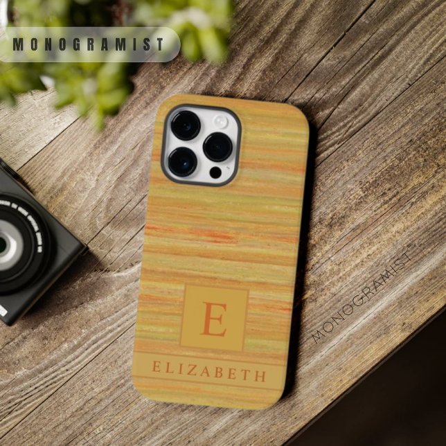 Estirpes Marmortais Amarelas do bege-bege Personal (Custom Beige Yellow Brown Marble Stripes Case-Mate iPhone Case)