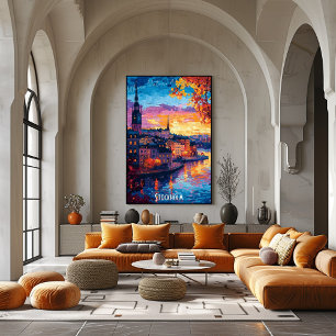 Estocolmo City Skyline Poster - Arte Urbana Sueca