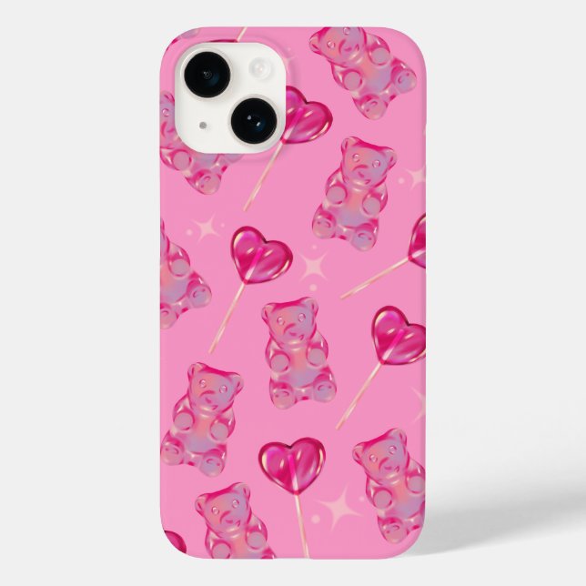 Estojo com Estampa de Urso Gummy Rosa e Corações (Verso)