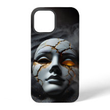 Estojo Cracked Porcelain Mask Dark Luxury para iPh