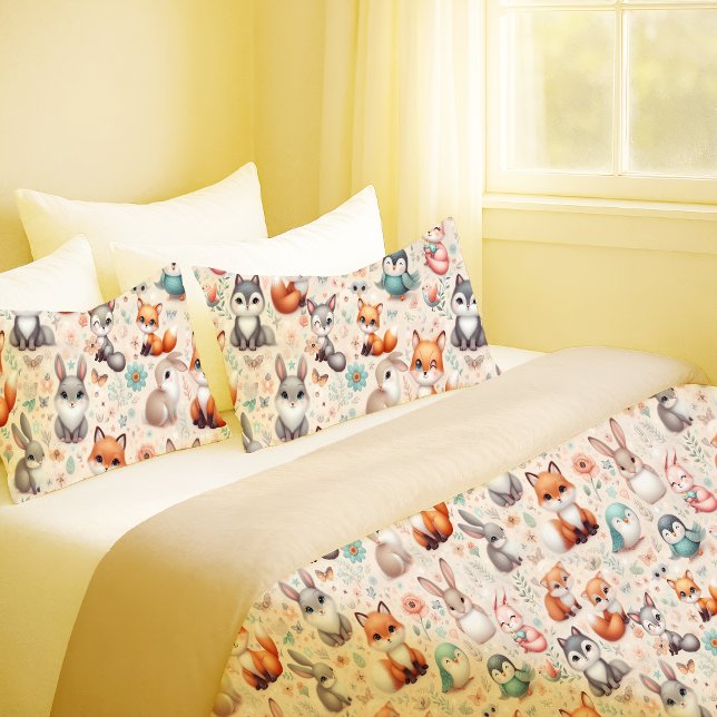 Estojo de Almofada de Berçário com Raposa e Coelho (Woodland Fox Bunny Watercolor Nursery Body Pillow)