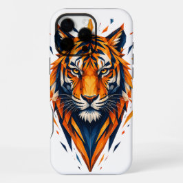 Estojo de Arte Poligonal Tigre Geométrico Laranja 