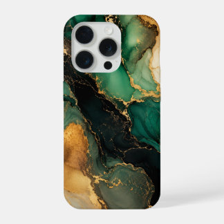 Estojo de iPhone 16 em Mármore Dourado Esmeralda