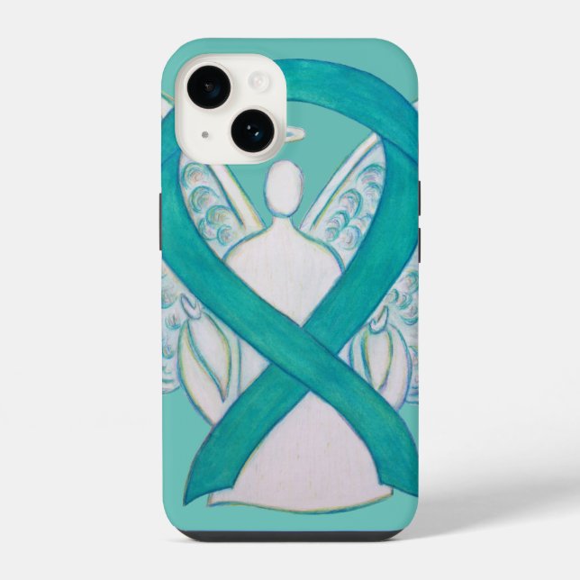 Estojo de iPhone Anjo com Laço de Conscientização  (Verso)