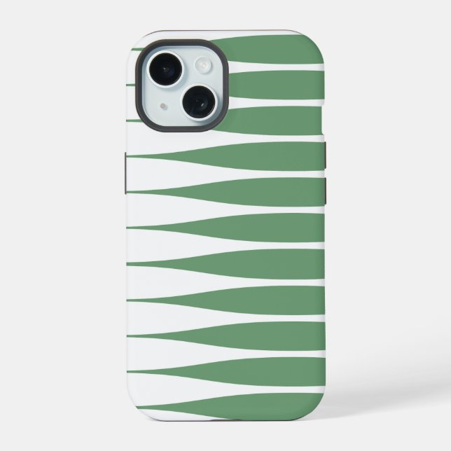 Estojo de iPhone Branco e Verde com Listras (Verso)