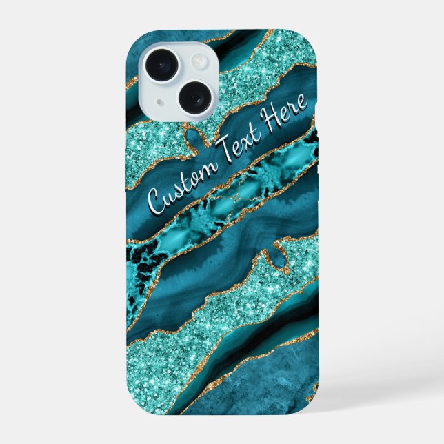 Estojo de iPhone com Brilho Dourado Azul Verde Per (Verso)