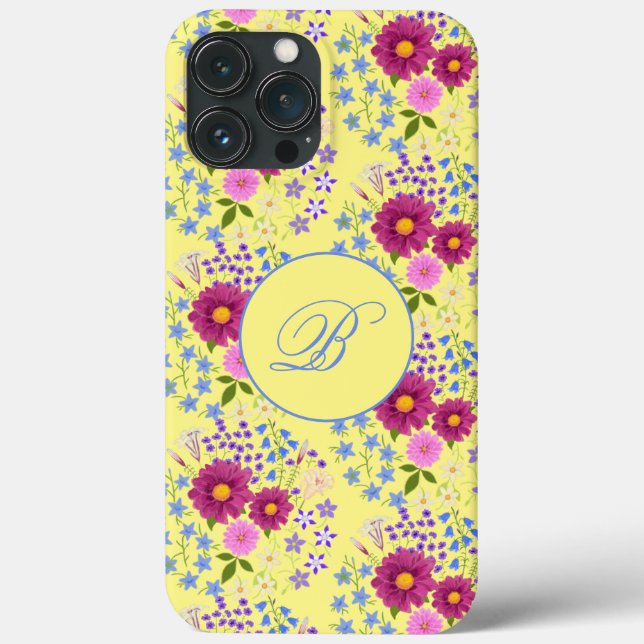 Estojo de iPhone com Buquê de Flores Amarelas Mono (Verso)