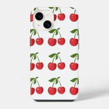 Estojo de iPhone com Laço de Cereja Vermelha Fofa