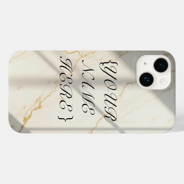 Estojo de iPhone com Monograma de Mármore Cremoso  (Verso (horizontal))