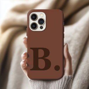 Estojo de iPhone com Monograma Marrom Personalizad