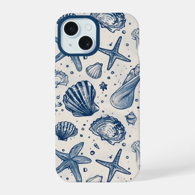Estojo de Iphone Concha Oceano Azul Náutico Estéti (Verso)