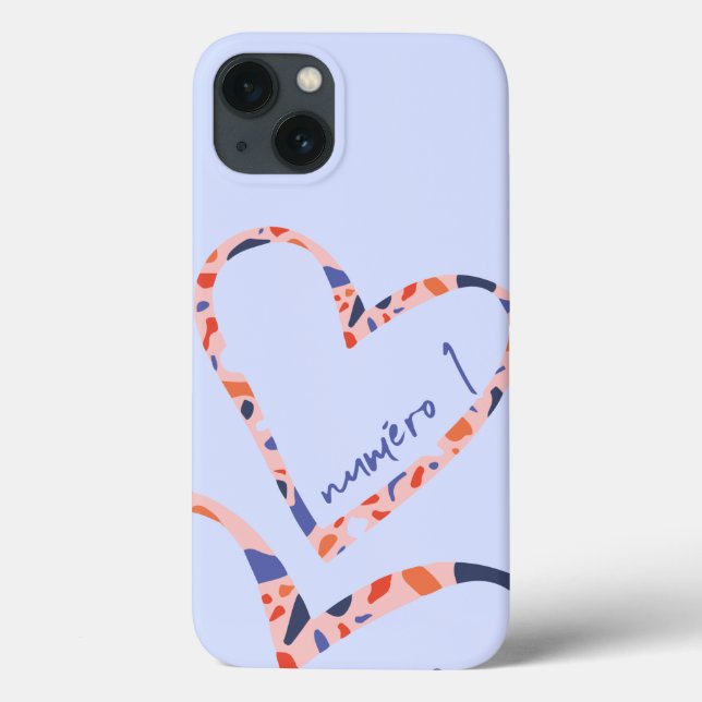 Estojo de Iphone Coração, Francês, Azul, Luxo, Amo (Verso)