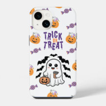 Estojo de iPhone Cute Ghost Trick or Treat Hallowe