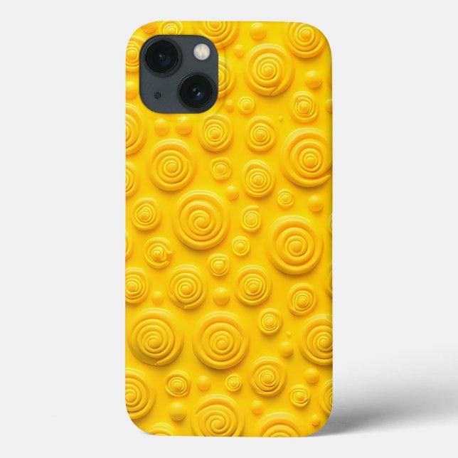 Estojo de iPhone Espiral Amarelo Vibrante com Visu (Verso)