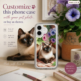  Estojo de iPhone Floral de Gato Siames personaliz