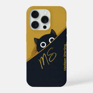 Estojo de iPhone Gato Espiando Amarelo Verde