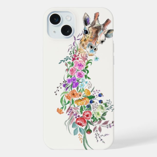 Estojo de iPhone Girafa Flores (Verso)