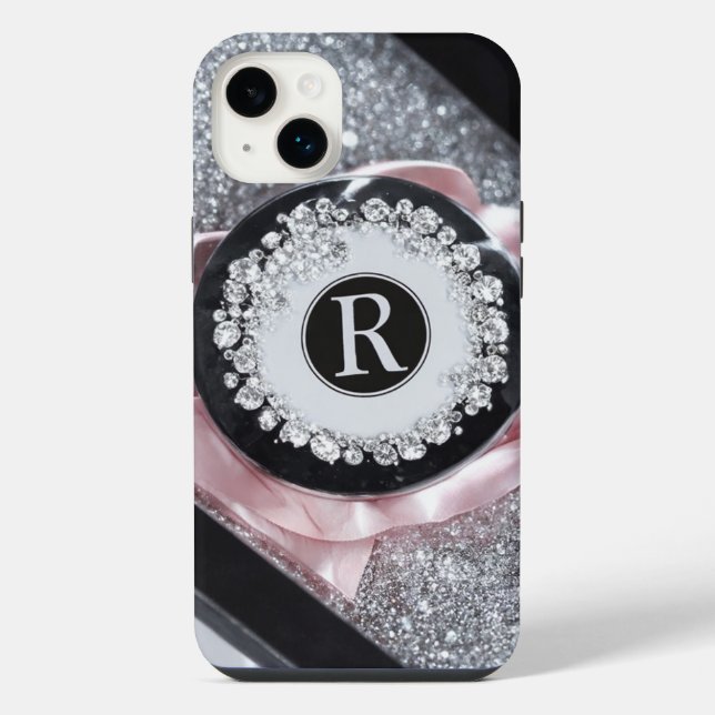 Estojo de iPhone Glitter Prata Glamouroso (Verso)
